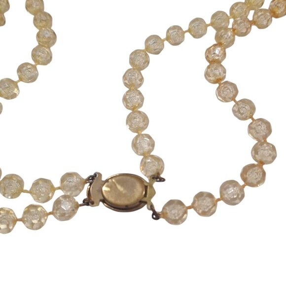 Vintage Unsigned Double Strand Acrylic Faceted Beaded Necklace 22"  Box Clasp - Picture 4 of 6